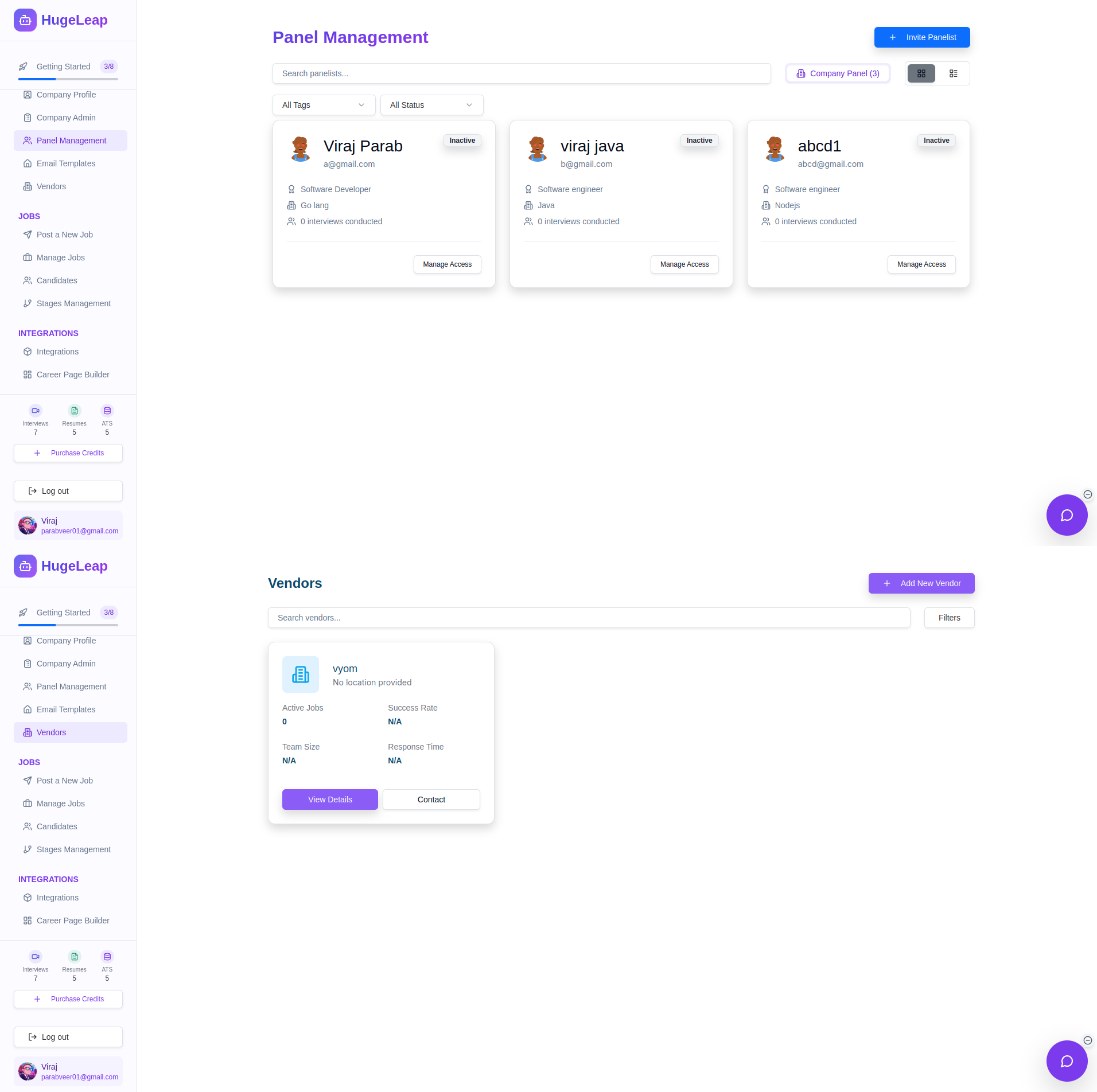 Vendor & Pannel Management